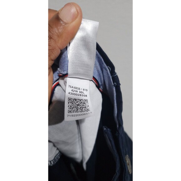 Tommy Hilfiger Pants Mens 42x30 Blue Chino Flat Front Straight Leg - Picture 15 of 16